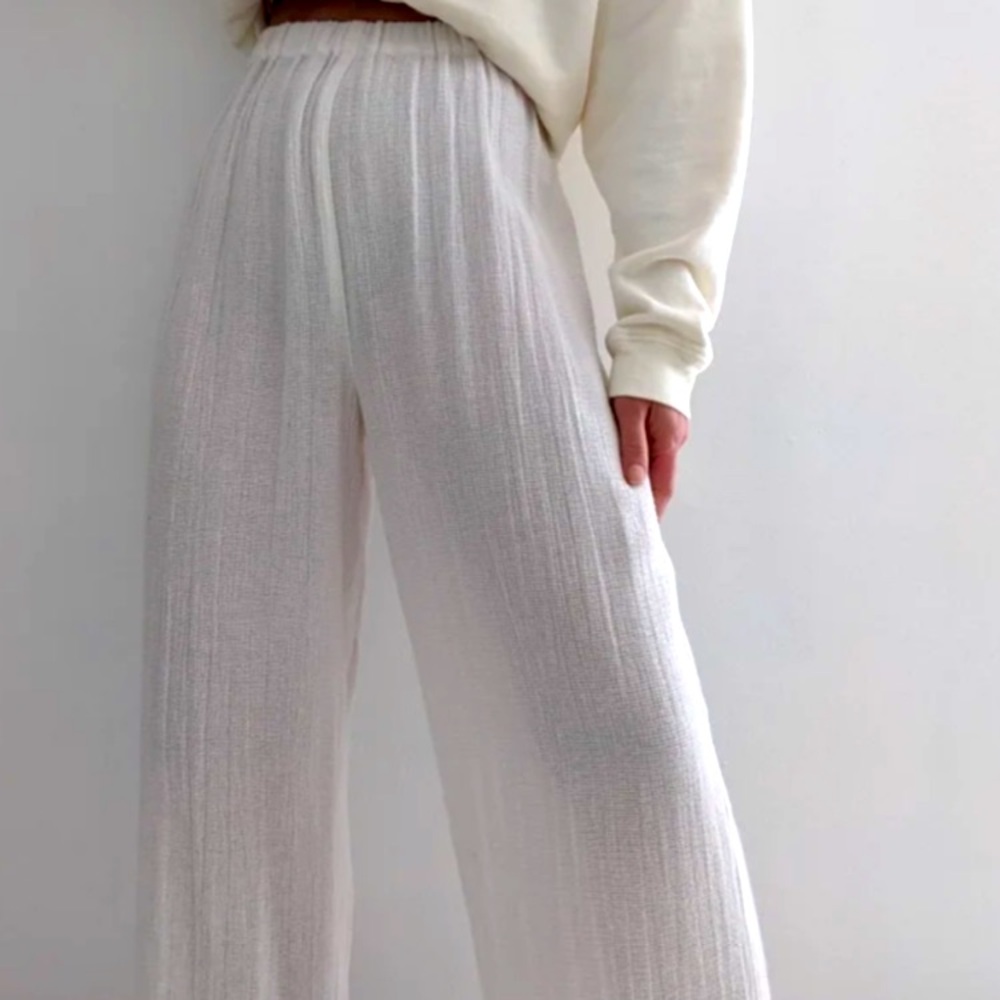 Na Nin Patricia Waffled Cotton Gauze Pant, white, M, NWT, current season